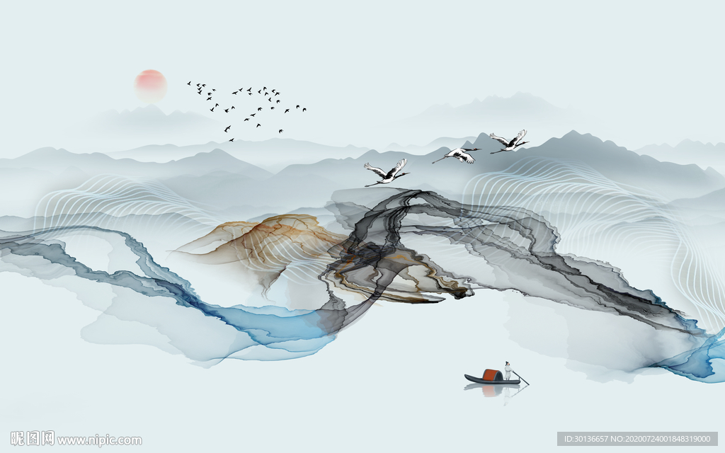 中式 大气意境山水 TIF分层