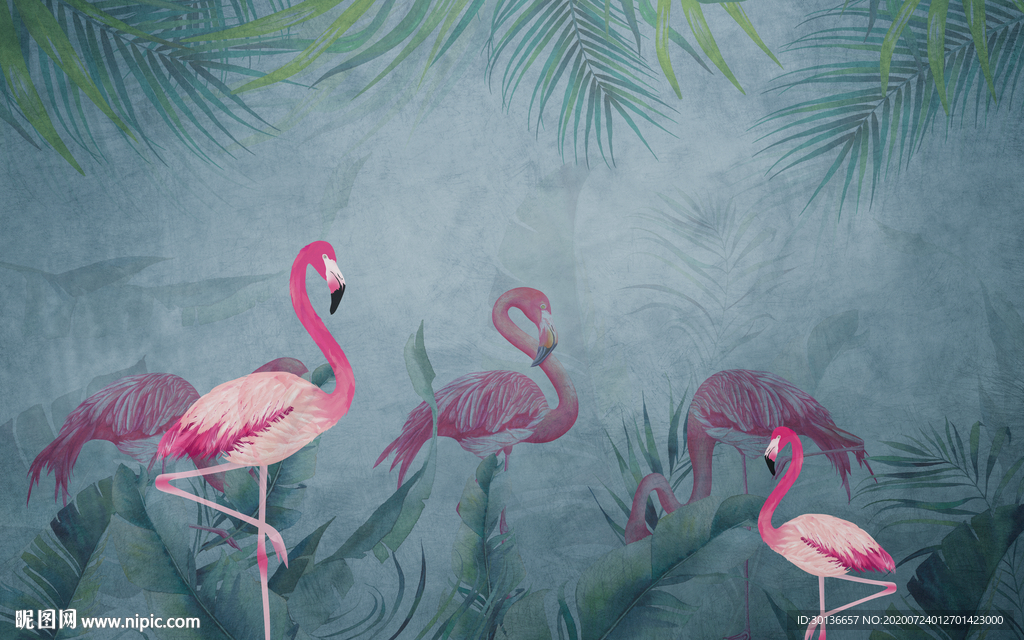 火烈鸟大气装饰画 TIF分层