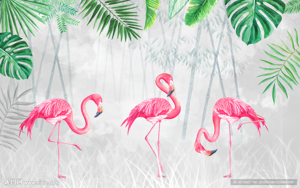 高清火烈鸟装饰画 TIF分层