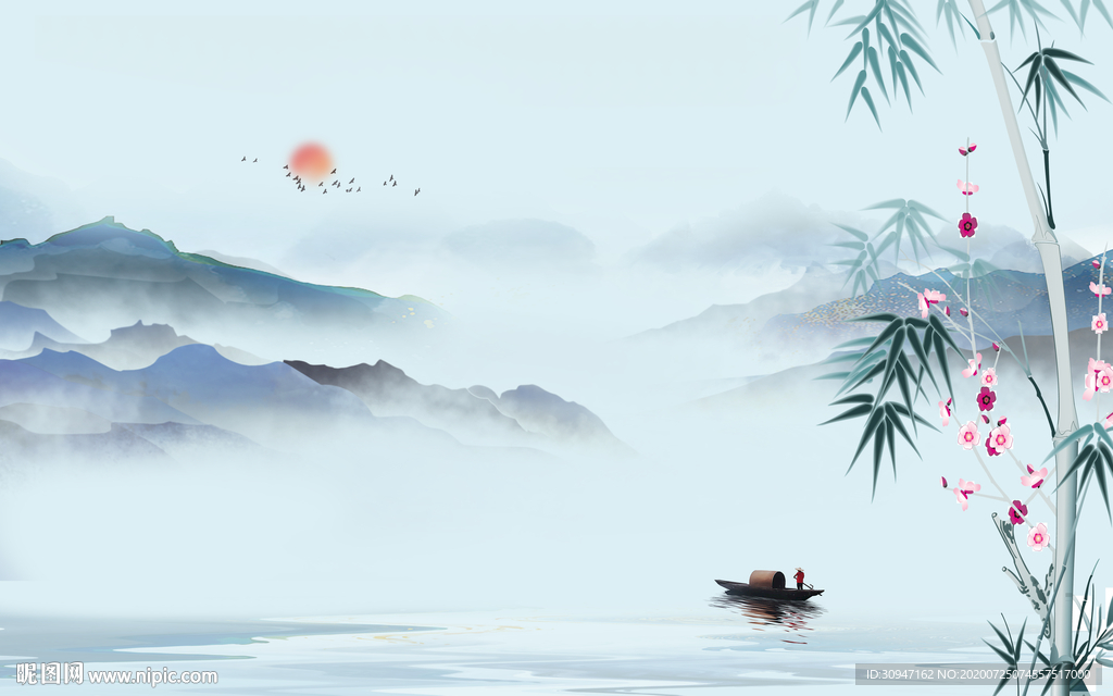 新中式现代新山水画 TIF分层