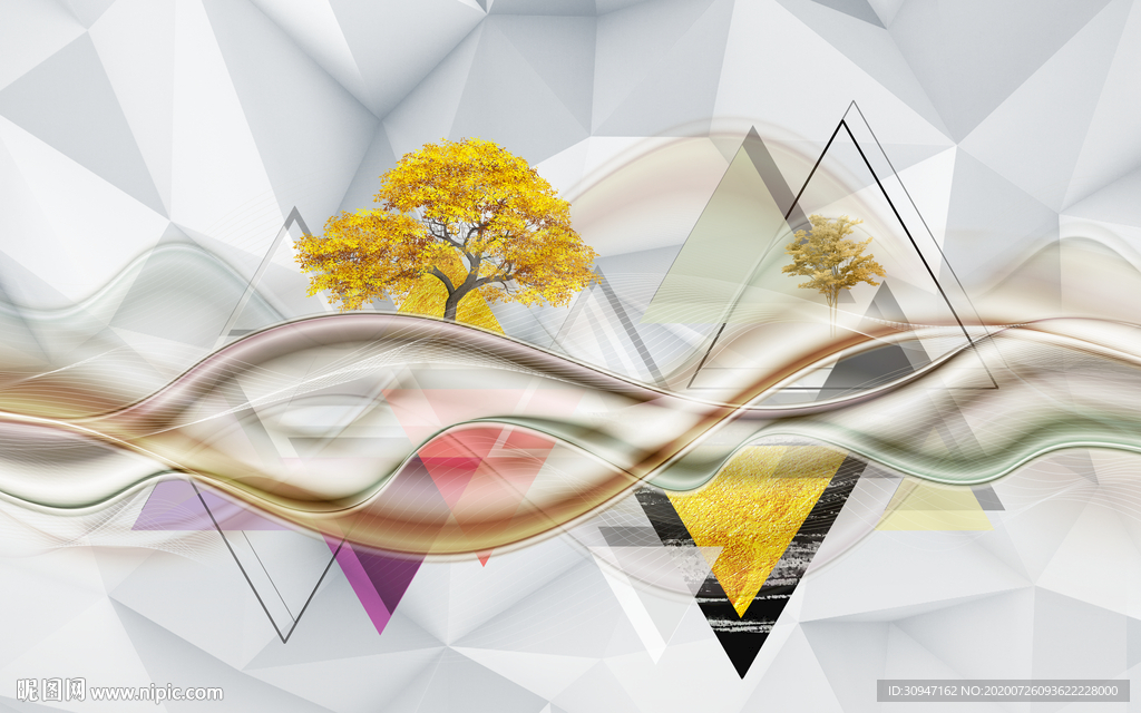 高清 装饰山水画 TIF分层