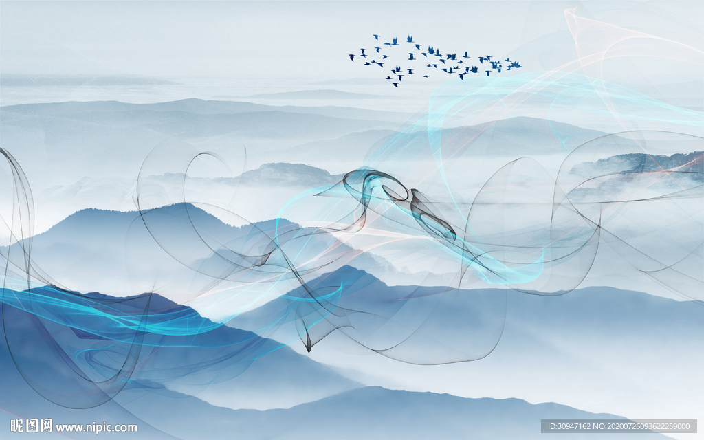 爆款 现代新山水画 TIF分层