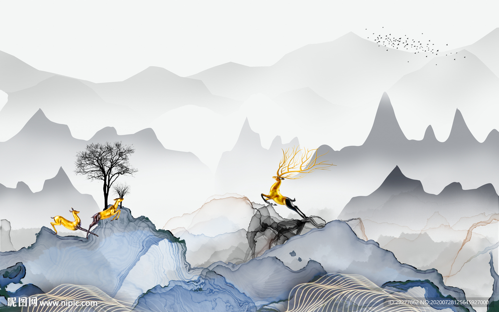 大气爆款新山水画 TIF分层