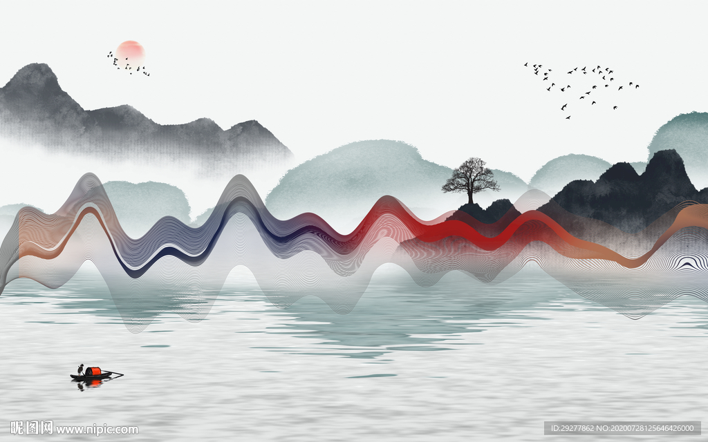 新中式爆款新山水画 TIF分层