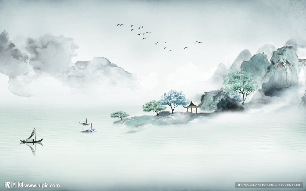 中式 爆款新山水画 TIF分层