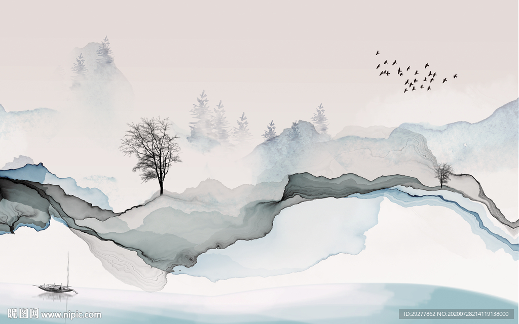 线条爆款新山水画 TIF分层