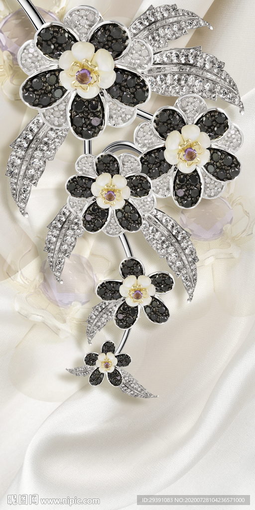 珠宝花朵花卉3D玄关装饰画图片