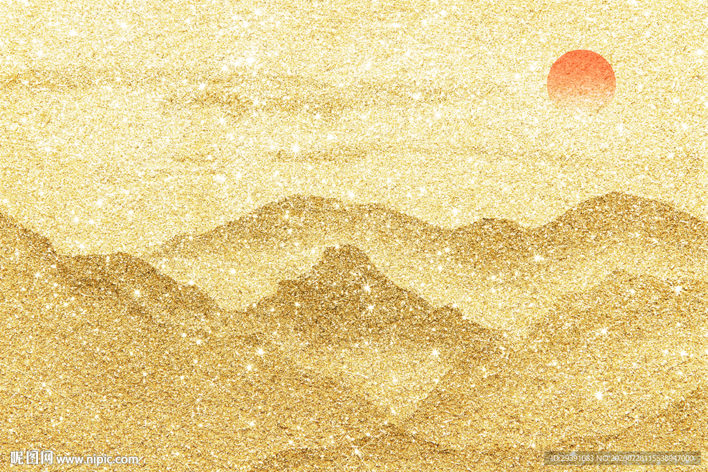 水墨山水新中式金色山水背景图片