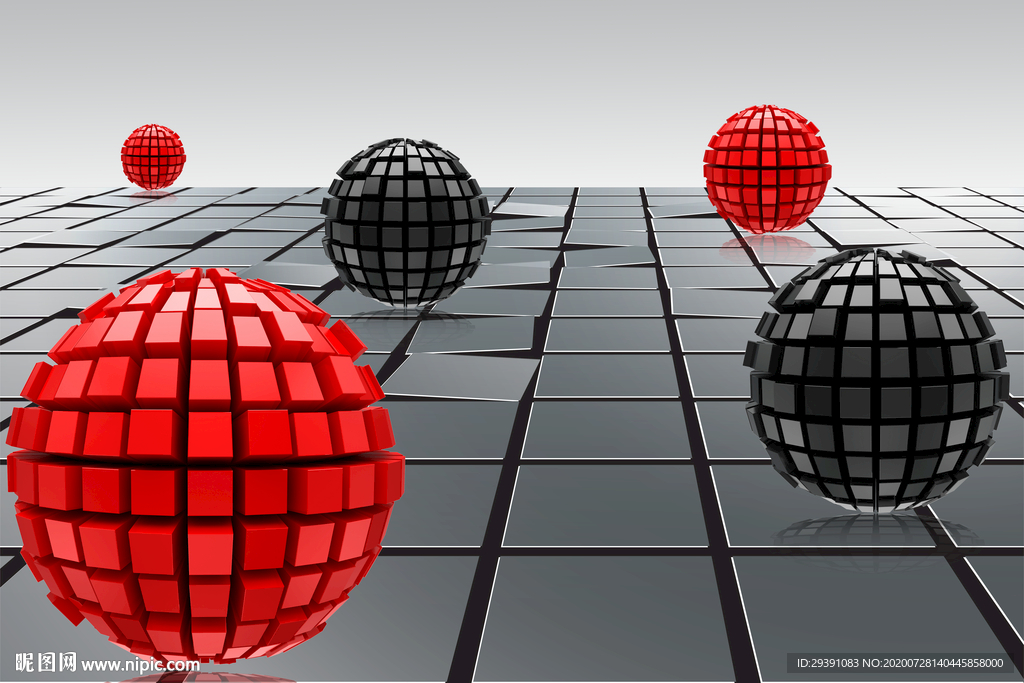 3D球球简约背景墙