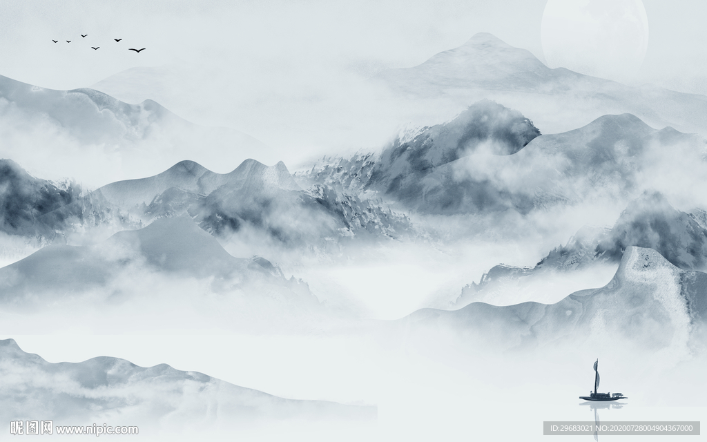 高档山水意境画 tif分层