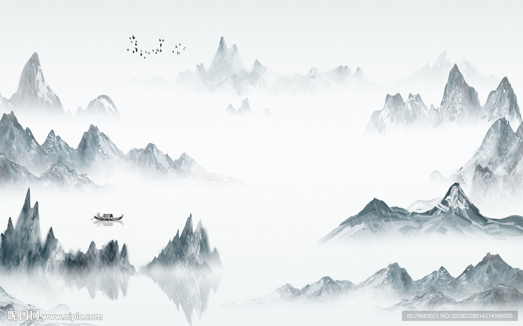 大气山水意境画 tif分层