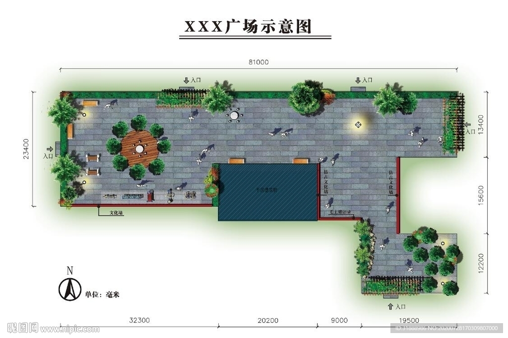 公园广场平面示意图