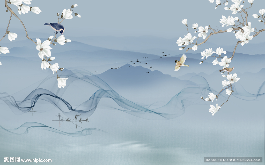 花鸟 爆单山水画 TIF分层