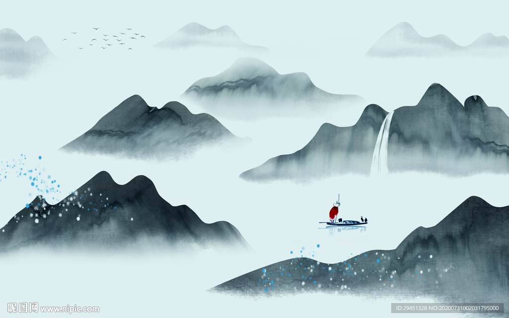 高端轻奢新山水画 tif分层