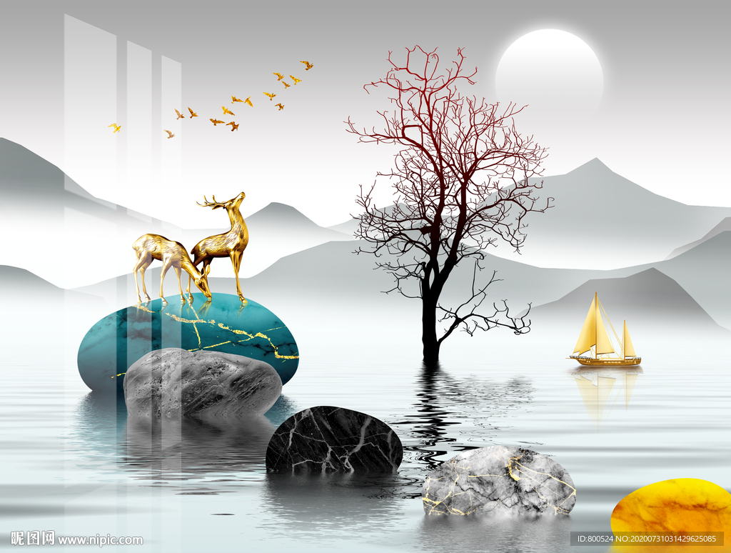 石来运转 石头 时来运转 麋鹿