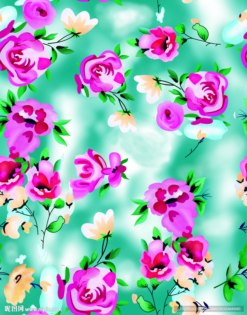 数码 手绘 花朵 乱花 玫瑰