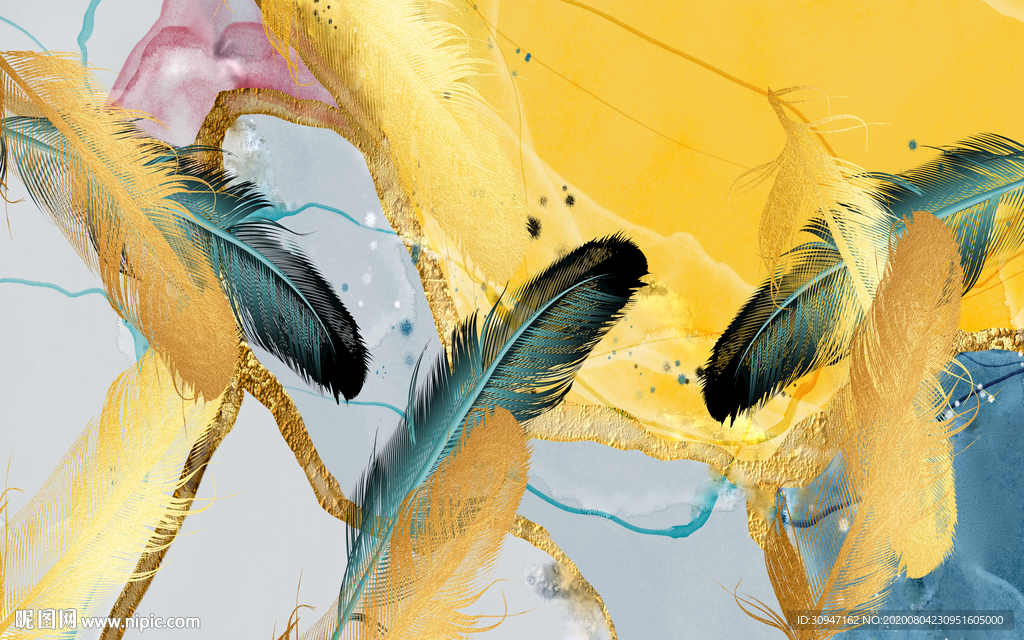 羽毛客厅背景墙 TIF分层