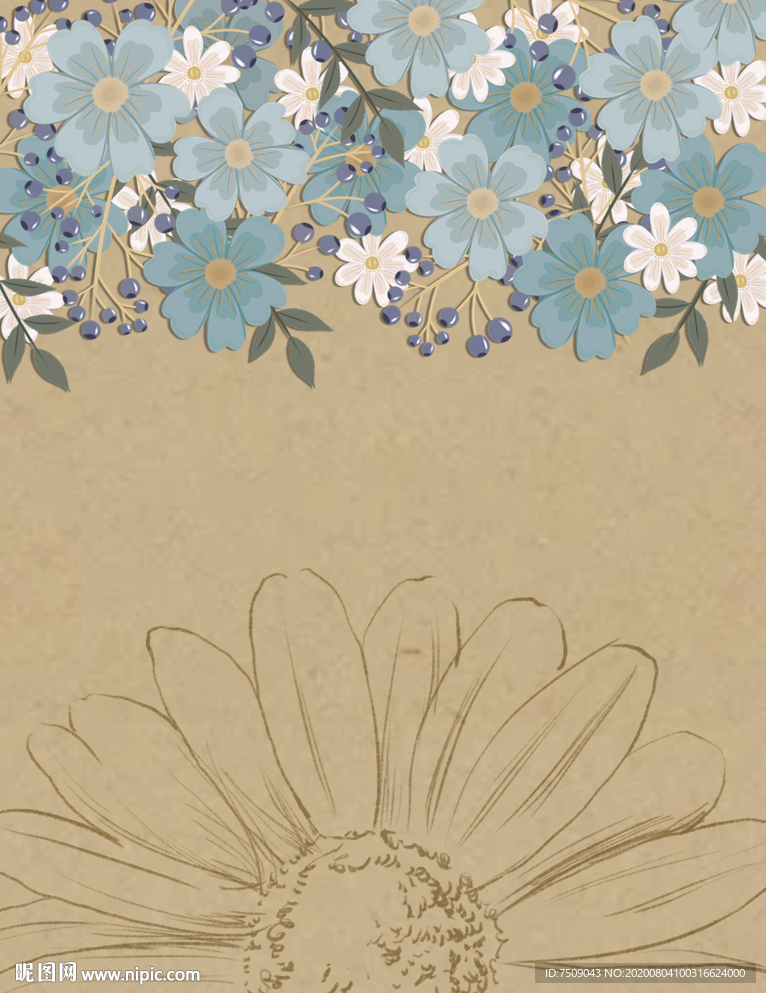 花卉质感古风背景