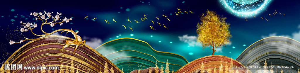 彩色年轮沙发床头装饰画