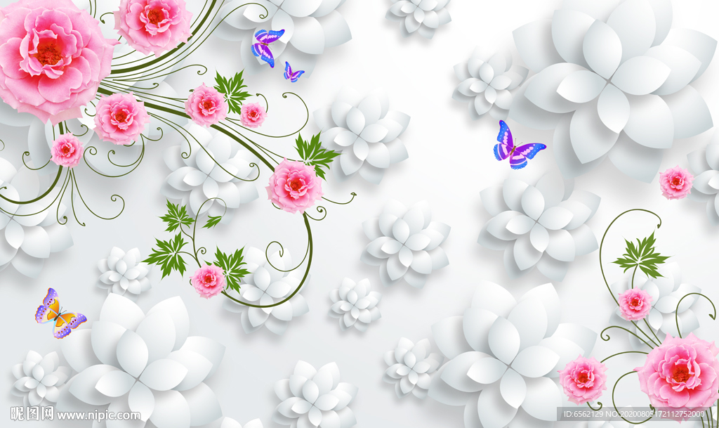 玫瑰3D电视背景墙