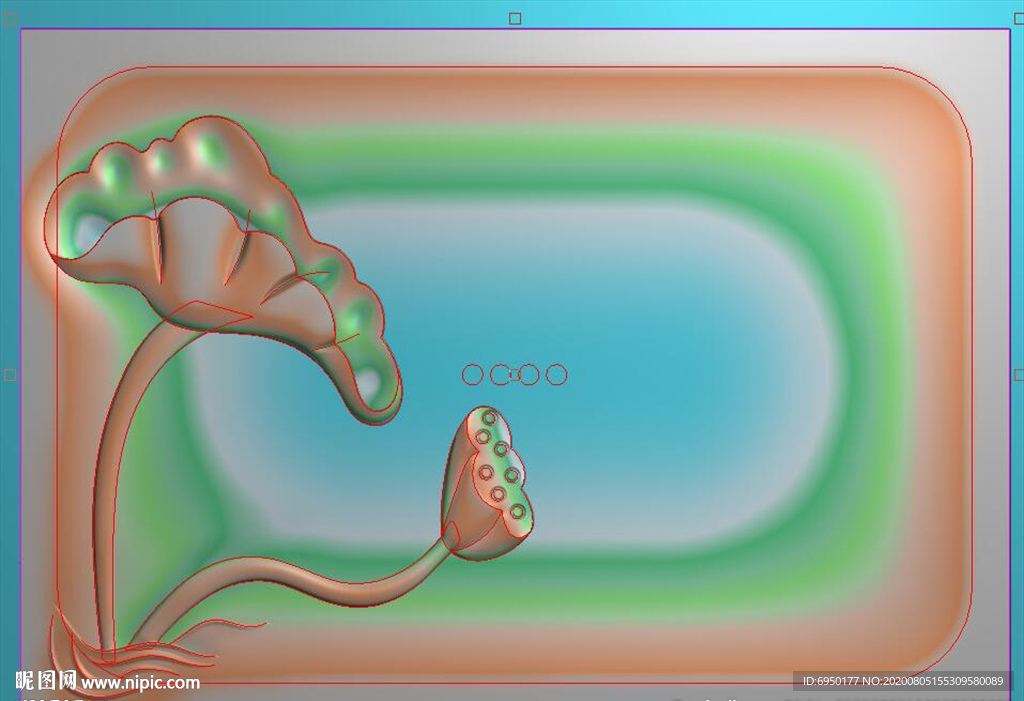 新款荷花荷叶茶盘精雕图浮雕灰度