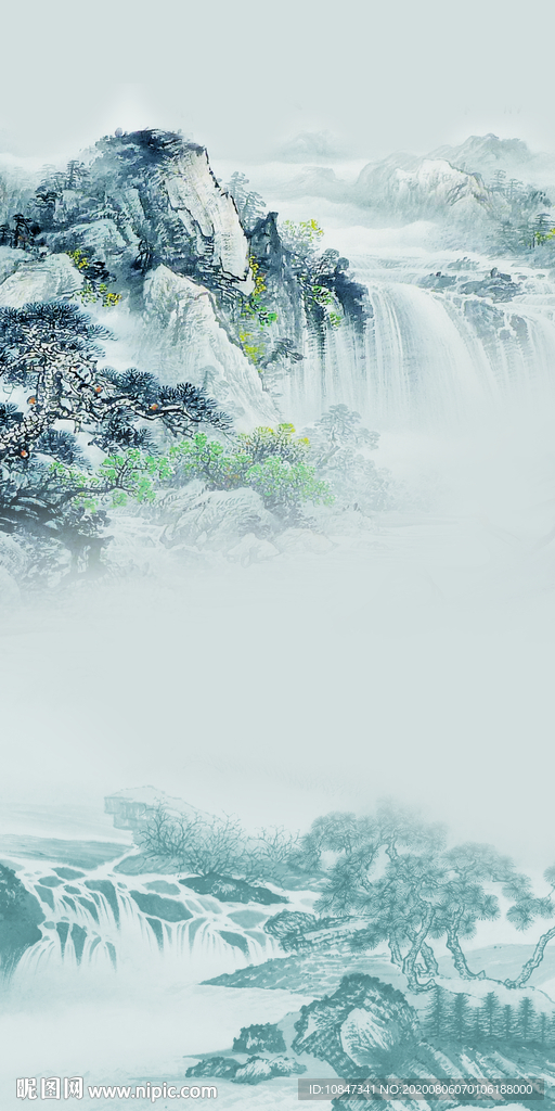 轻奢唯美山水玄关 TIF分层