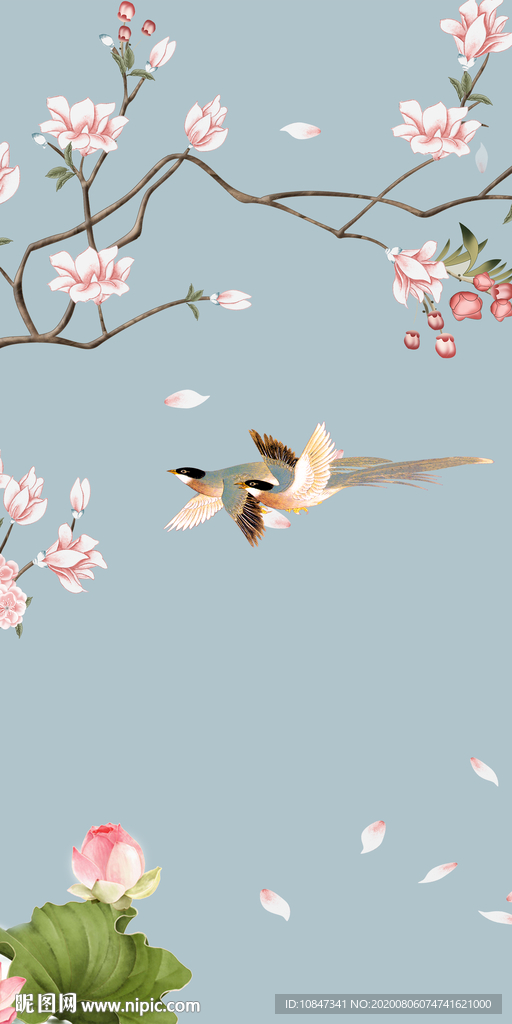 花鸟轻奢唯美玄关 TIF分层