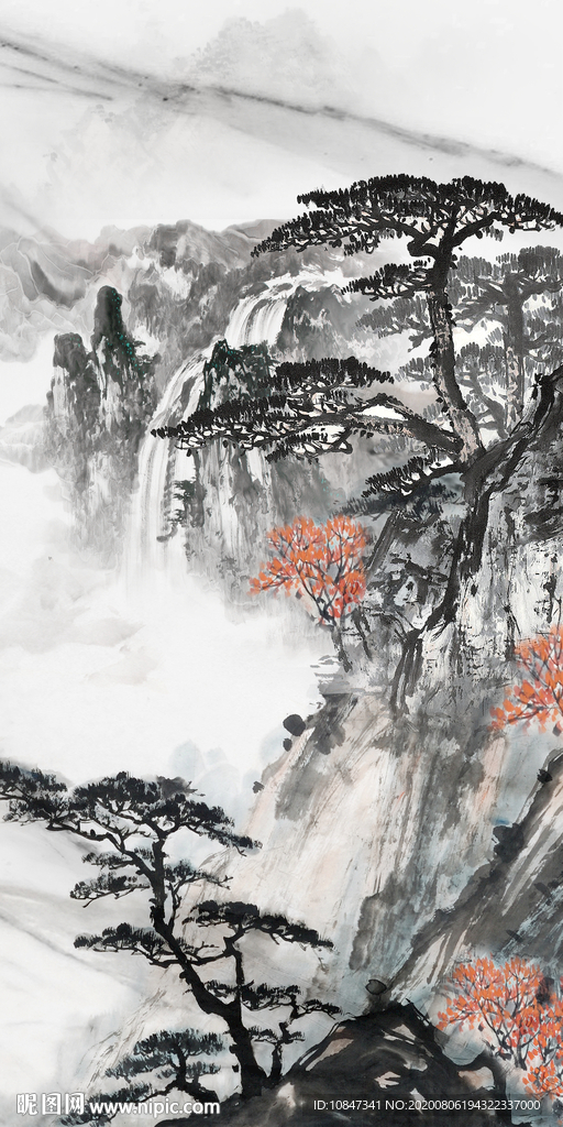 国画 现代唯美玄关 TIF分层