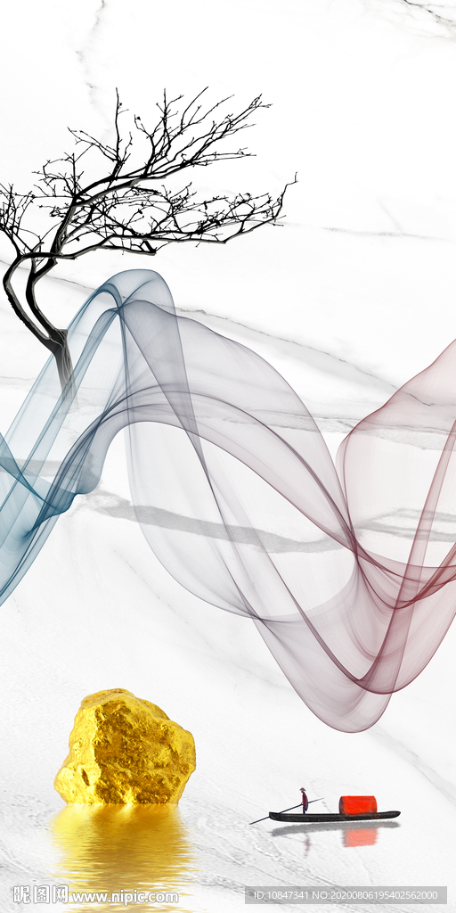 简约山水新玄关画 TIF分层