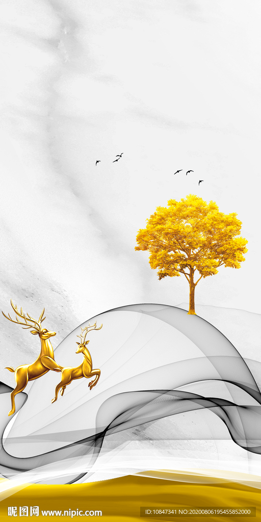 麋鹿轻奢唯美玄关 TIF分层