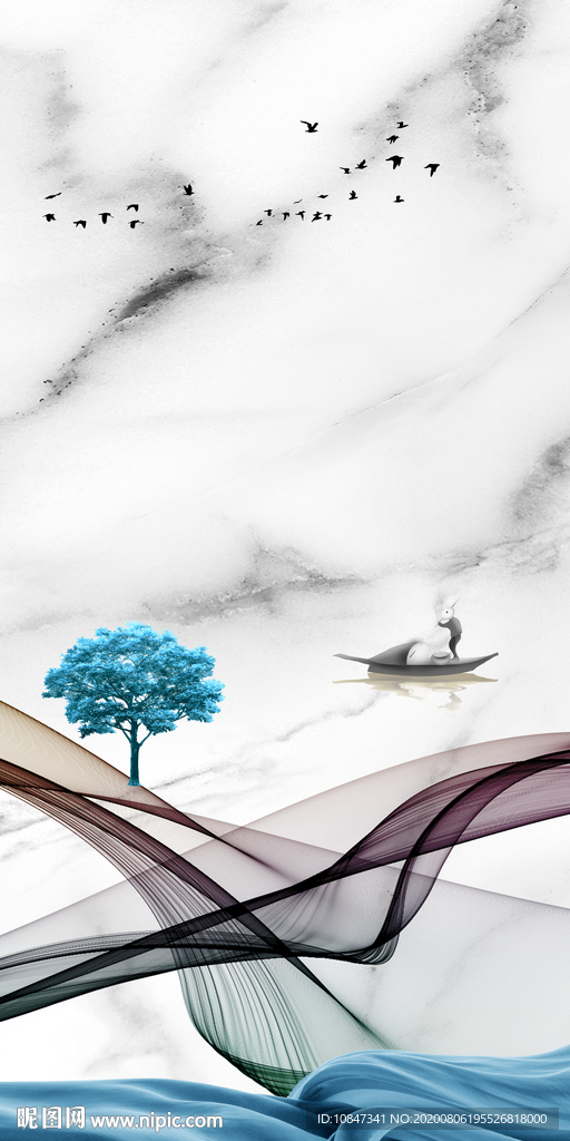 爵士白装饰画玄关 TIF分层