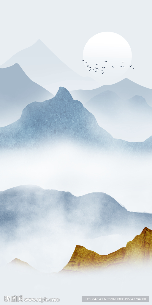 中式 山水新玄关画 TIF分层