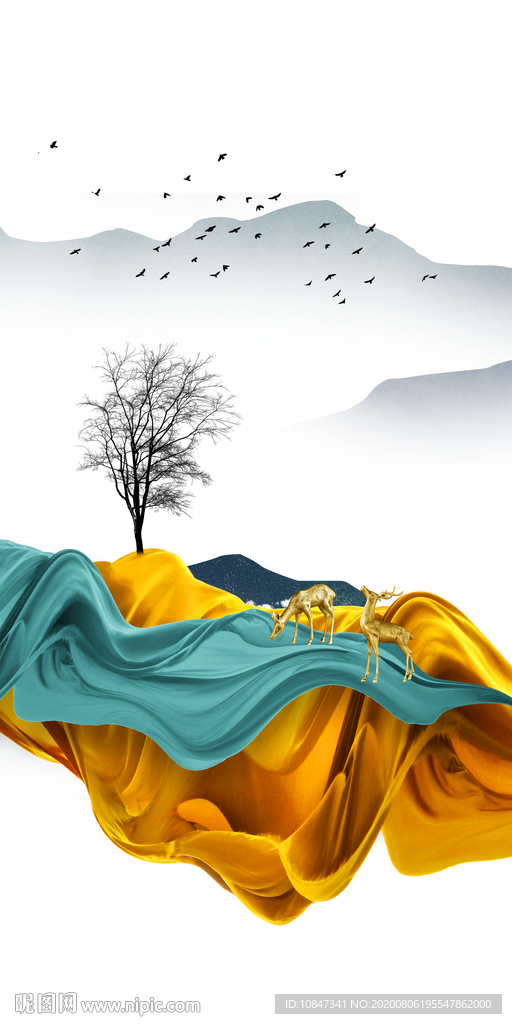 立体山水新玄关画 TIF分层