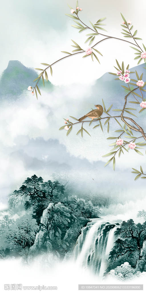 中国风山水画玄关 TIF分层