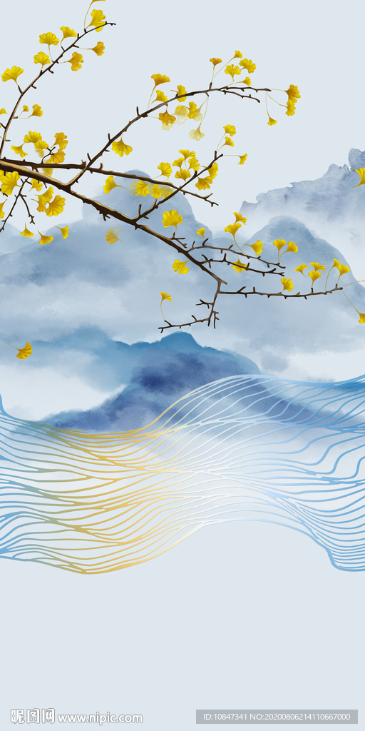 简约山水画玄关 TIF分层