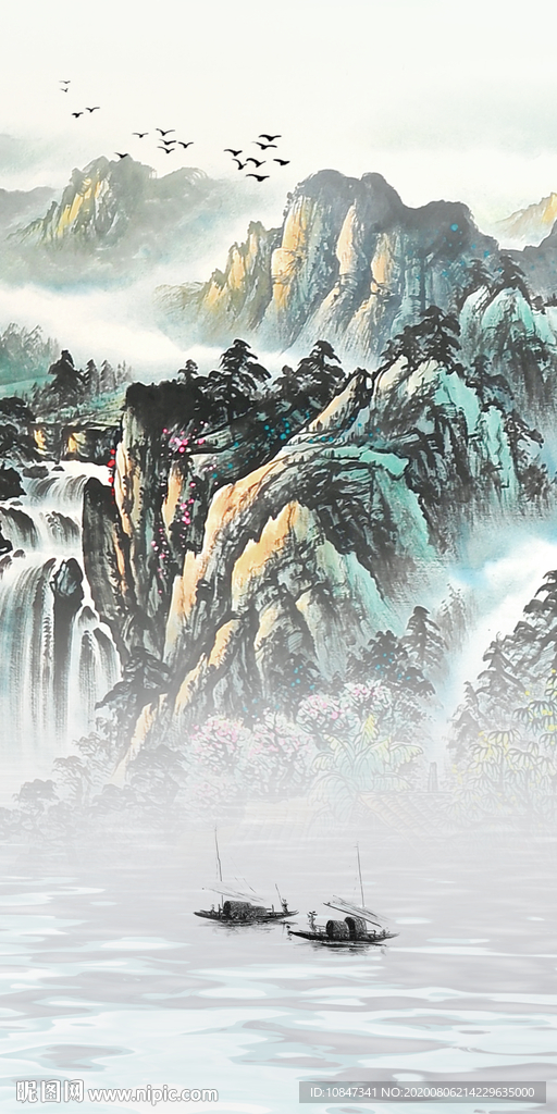 国画山水唯美玄关 TIF分层