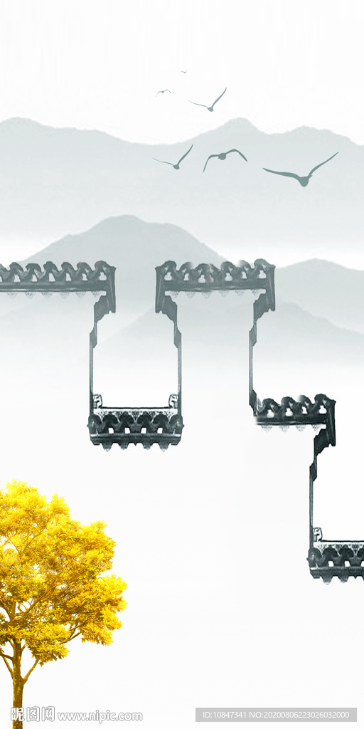 现代山水画玄关 TIF分层