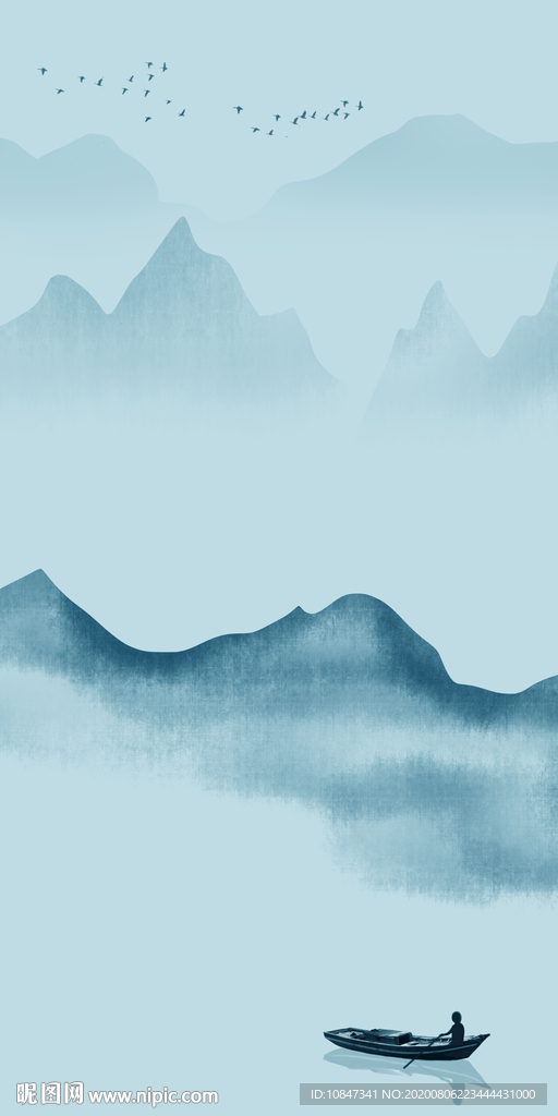 新中式山水新玄关画 TIF分层