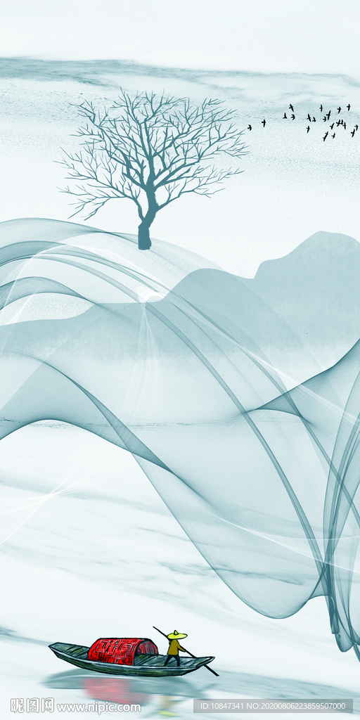 烟雾山水唯美玄关 TIF分层