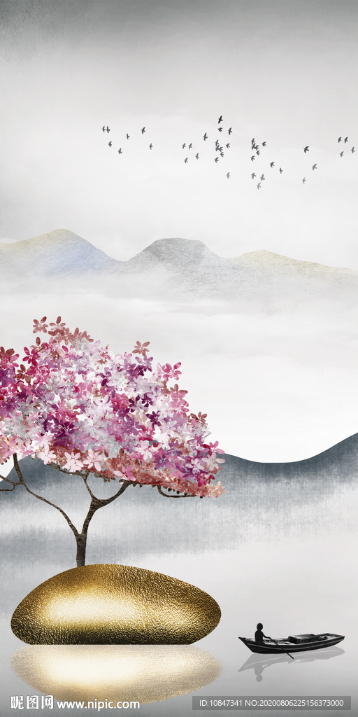 最新山水新玄关画 TIF分层