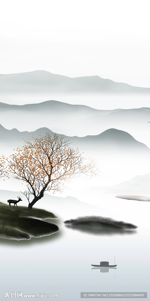 意境山水唯美玄关 TIF分层