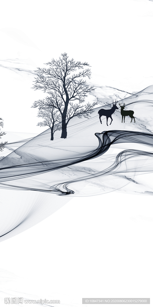 新品山水唯美玄关 TIF分层