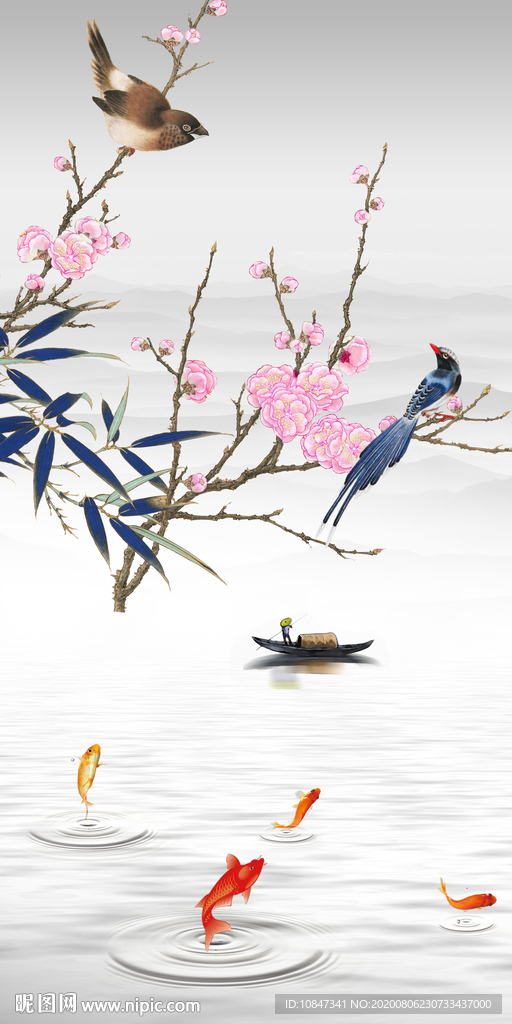 花鸟轻奢唯美玄关 TIF分层