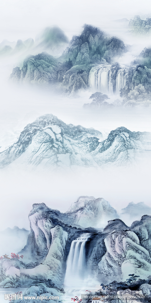 别墅山水画玄关 TIF分层