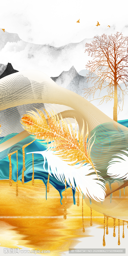 山水画玄关 TIF分层