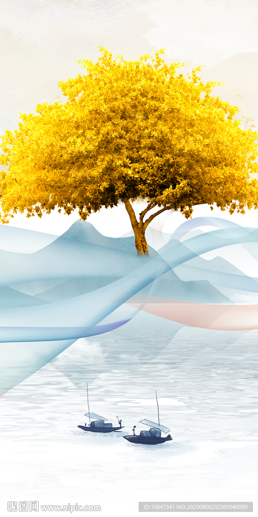 金树山水画玄关 TIF分层