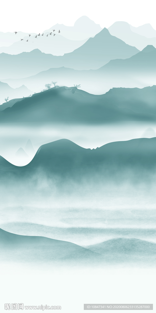 客厅山水画玄关 TIF分层