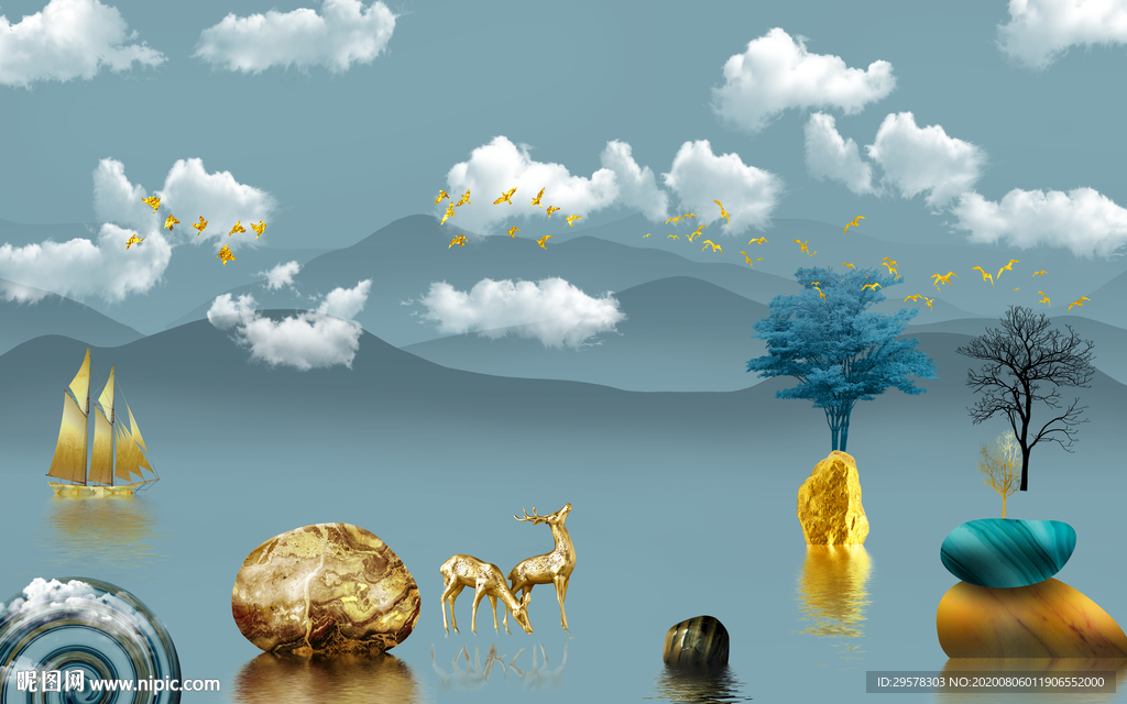 手绘 轻奢新装饰画 TIF分层