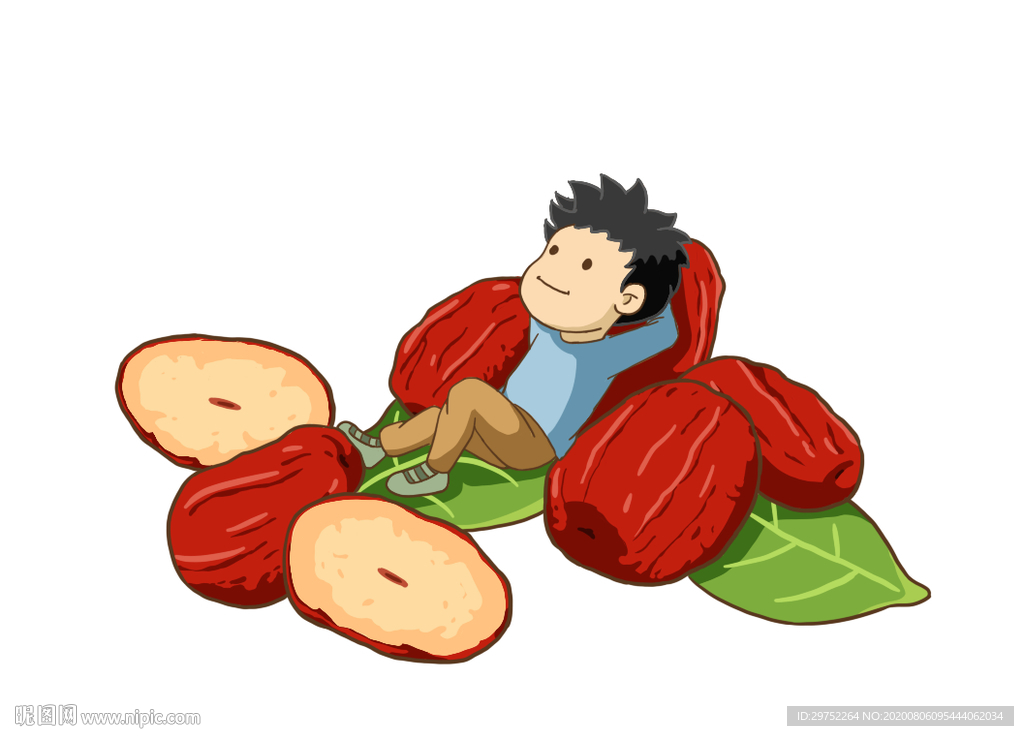 手绘坚果卡通插画红枣矢量元素