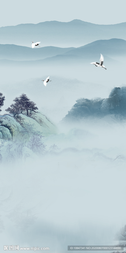 新品山水新玄关画 TIF分层